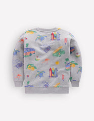 Everyday Printed Sweatshirt-Grey Marl Sketchy Holiday / Boden us
