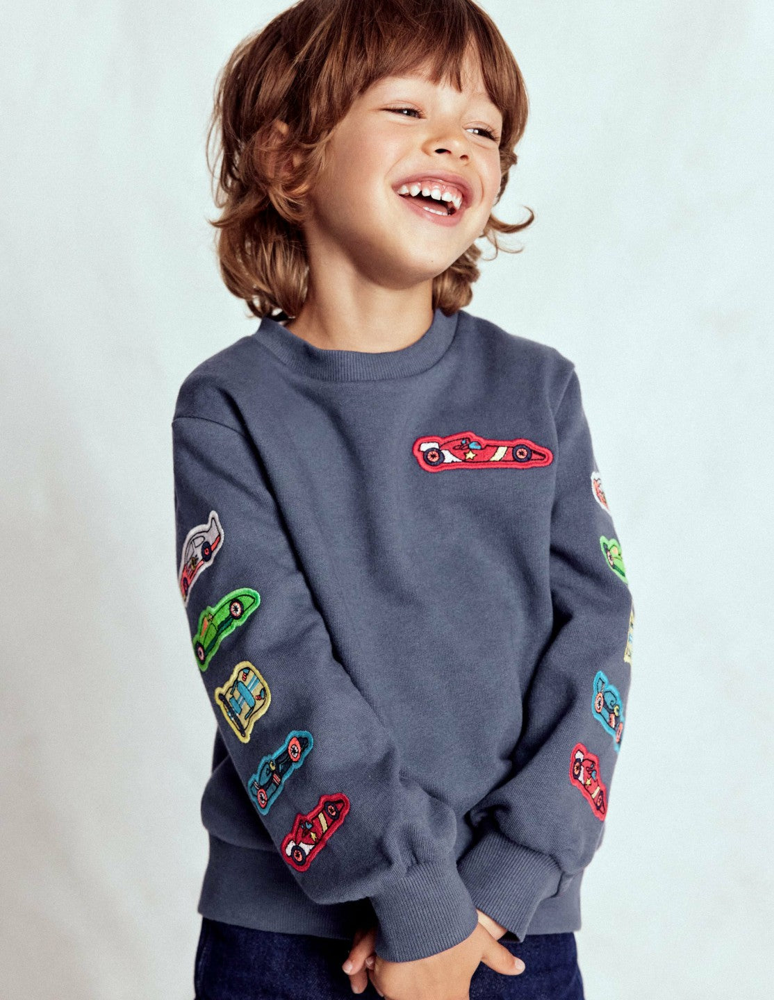 Applique Sweatshirt-Vintage Indigo Cars / Boden