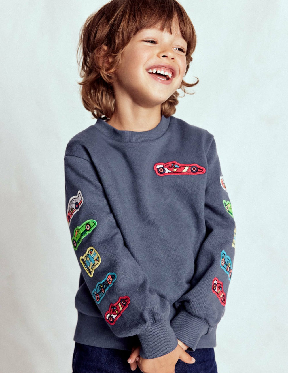 Applique Sweatshirt-Vintage Indigo Cars / Boden