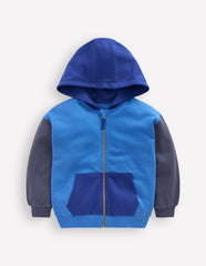 Colourblock Zip-through Hoodie-Blue Hotch / Boden Sale