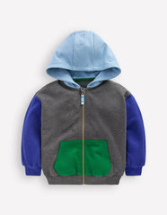 Colourblock Zip-through Hoodie-GREY MARL COLOURBLOCK / Boden Online
