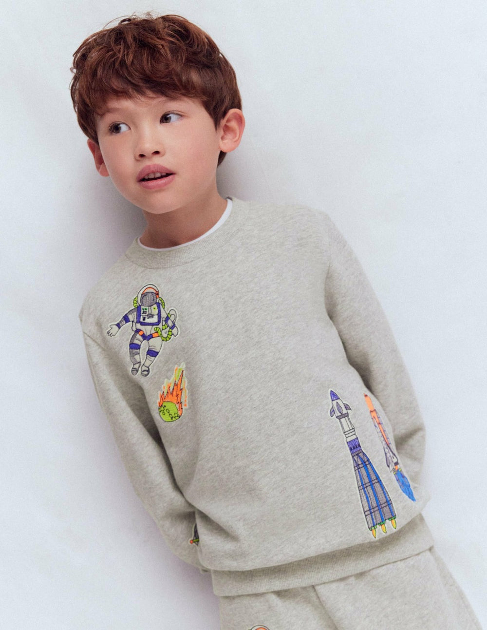 Badge Sweatshirt-Grey Marl Space / Boden Sale