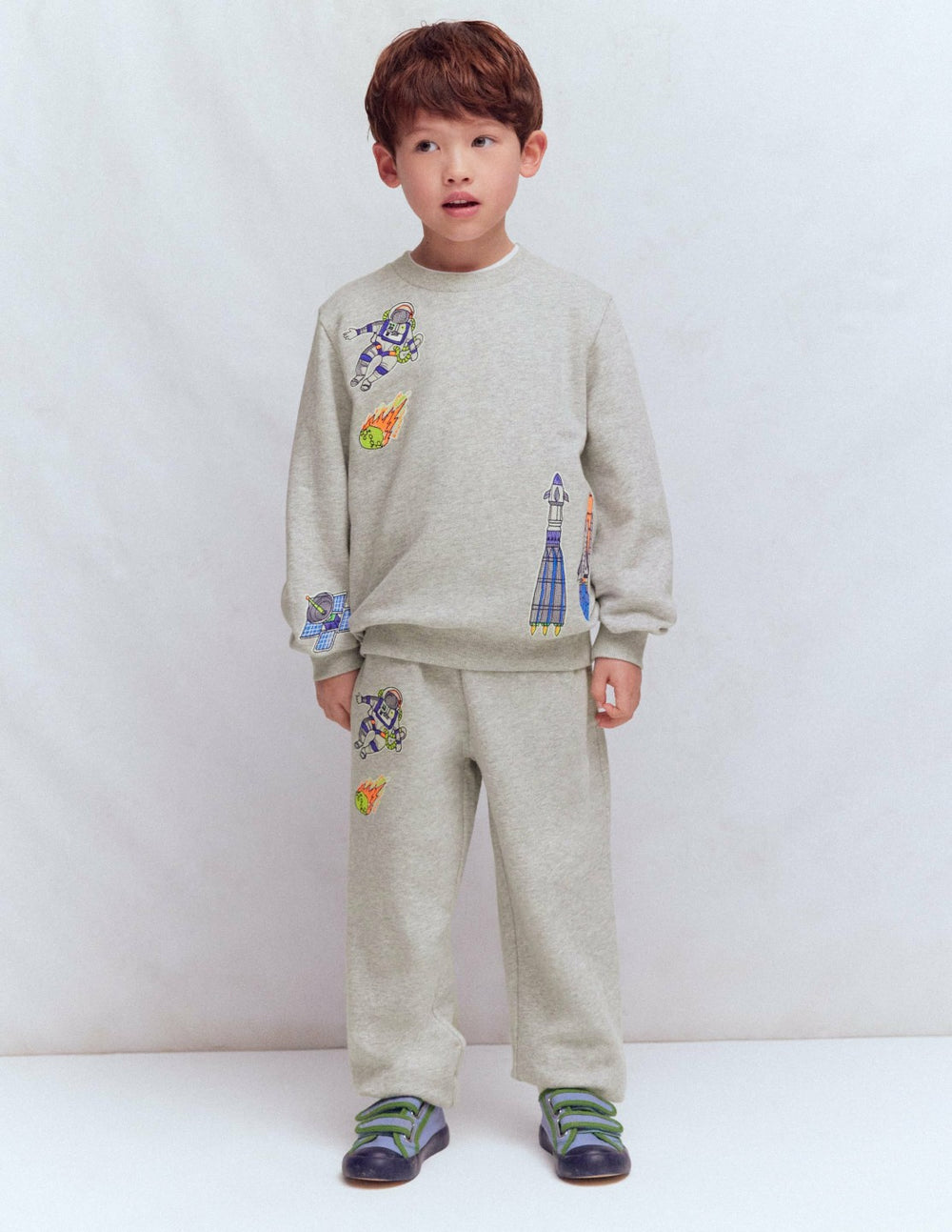 Badge Sweatshirt-Grey Marl Space / Boden Sale