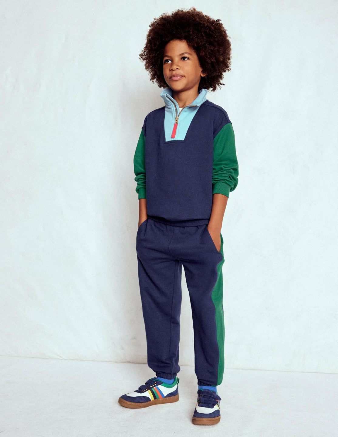 Half-Zip Sweatshirt-Medieval blue Colourblock / Boden Online