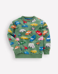 Everyday Printed Sweatshirt-Willow Green Traffic Jam / Boden On sale