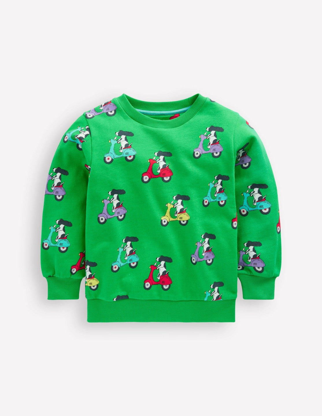 Printed Sweatshirt-Sapling Green Puppy Scooter / Boden Sale