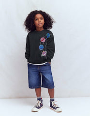 Embroidered Sweatshirt-Shadow Grey Space / Boden Discount