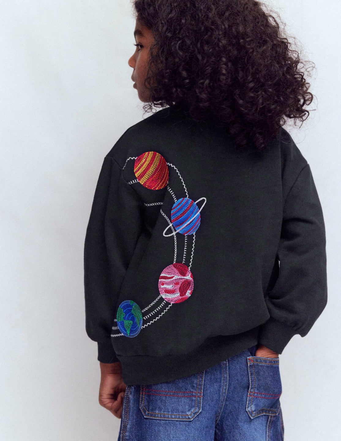 Embroidered Sweatshirt-Shadow Grey Space / Boden Discount