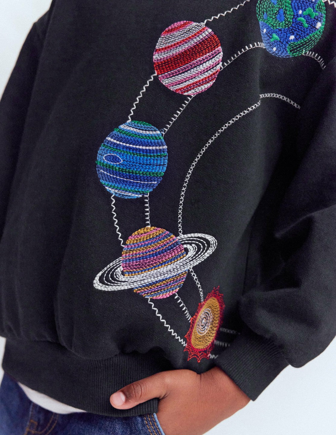 Embroidered Sweatshirt-Shadow Grey Space / Boden Discount