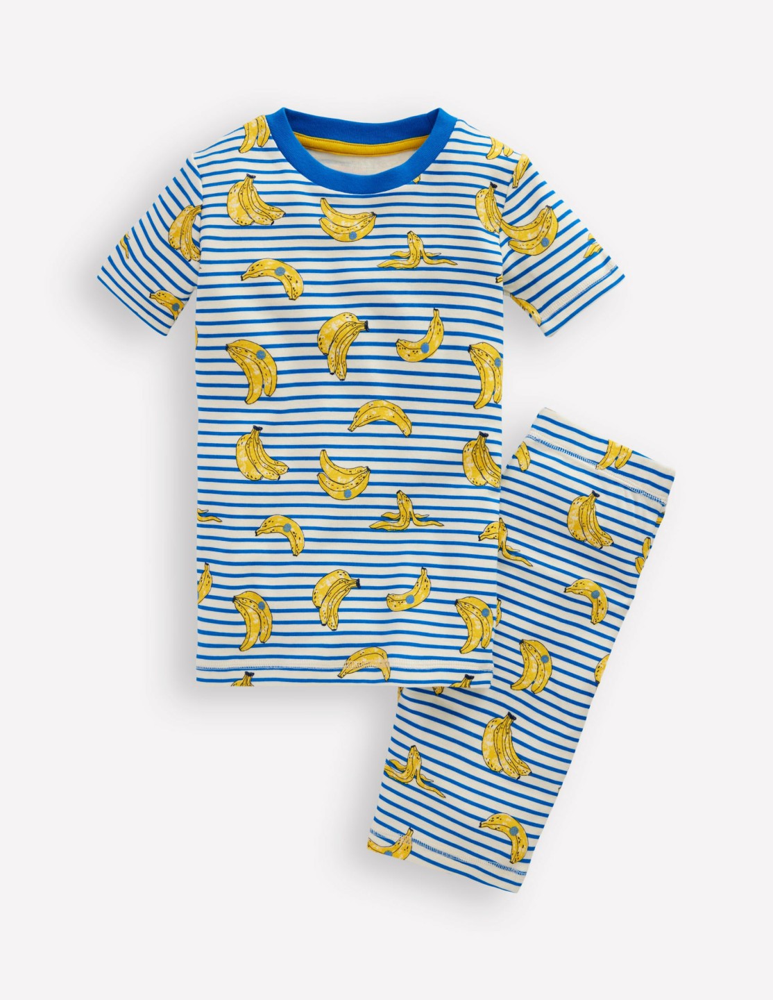 Snug Short John Pajamas-Multi Banana Stripe / Boden On sale
