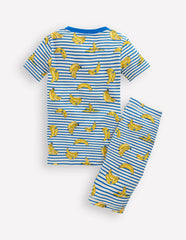 Snug Short John Pajamas-Multi Banana Stripe / Boden On sale
