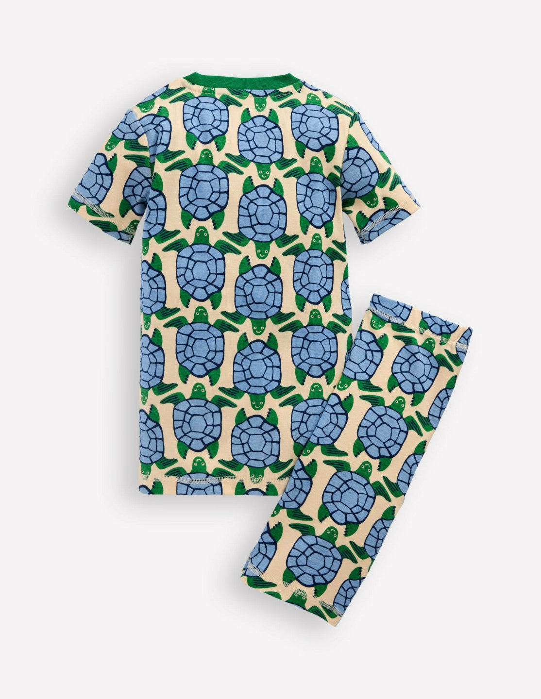 Snug Short John Pajamas-Calico White Turtles / Boden