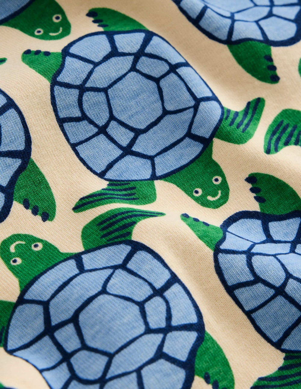 Snug Short John Pajamas-Calico White Turtles / Boden