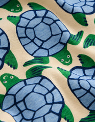 Snug Short John Pajamas-Calico White Turtles / Boden