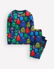 Snug Glow-in-the-dark Pajamas-Navy Monster / Boden Sale