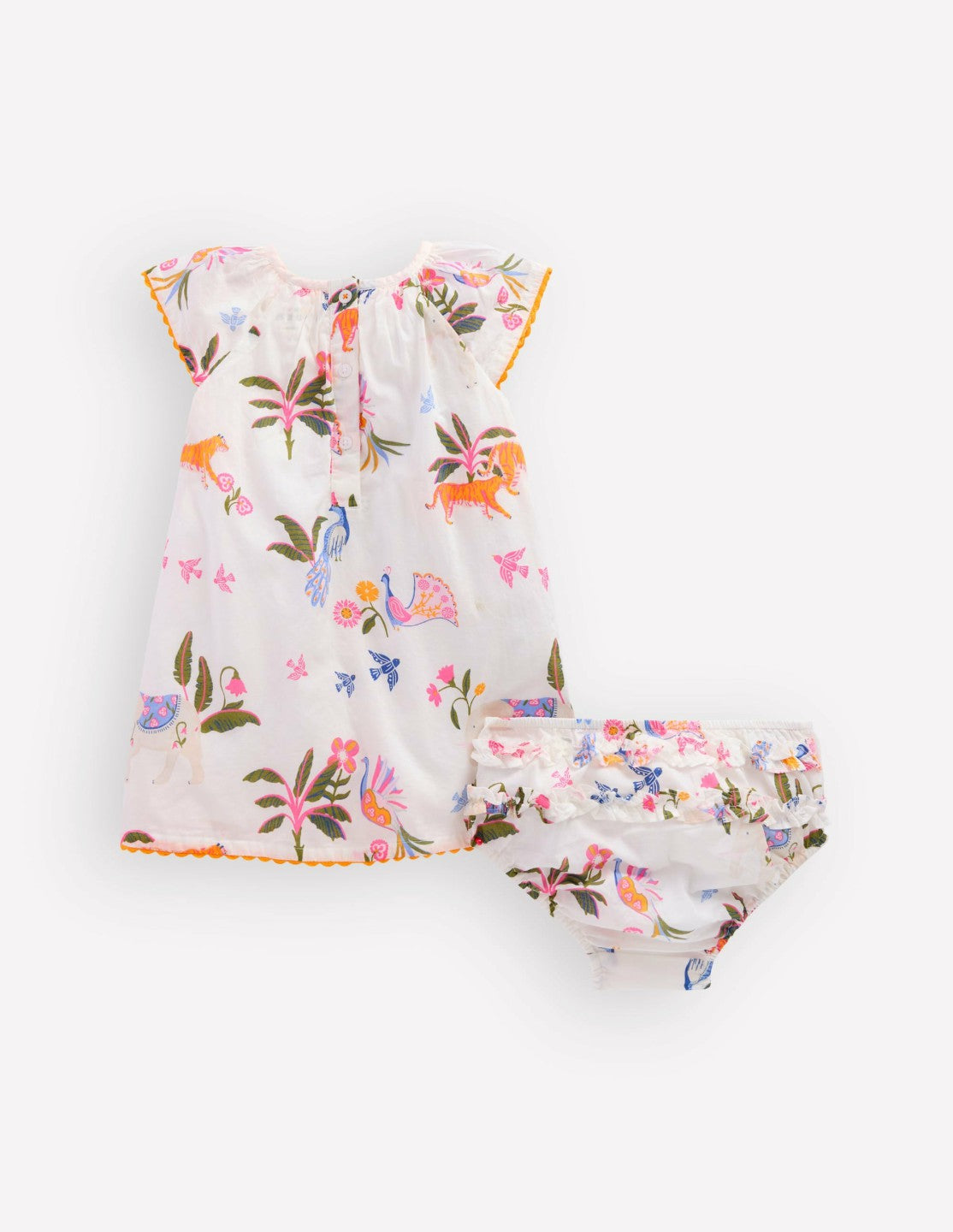 Floaty Shirred Dress-Ivory Jungle Animals / Boden Discount