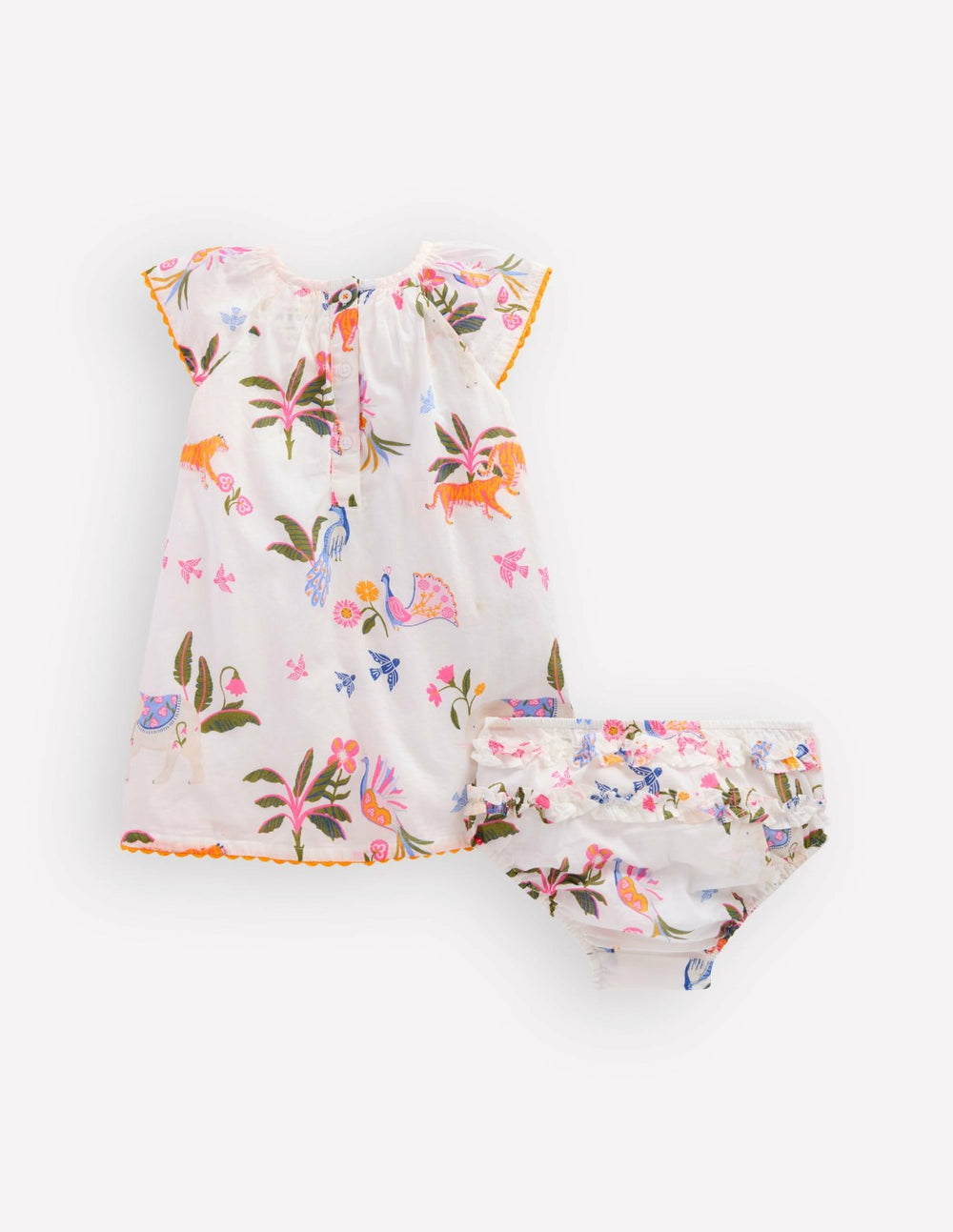Floaty Shirred Dress-Ivory Jungle Animals / Boden Discount