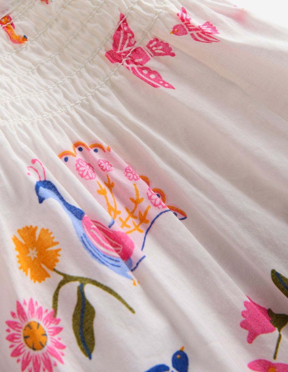 Floaty Shirred Dress-Ivory Jungle Animals / Boden Discount