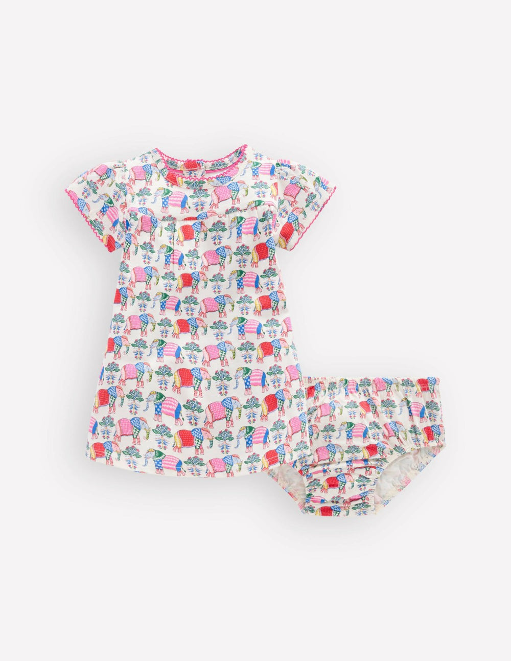 Gathered Jersey Dress-Multi Small Elephant / Boden Sale