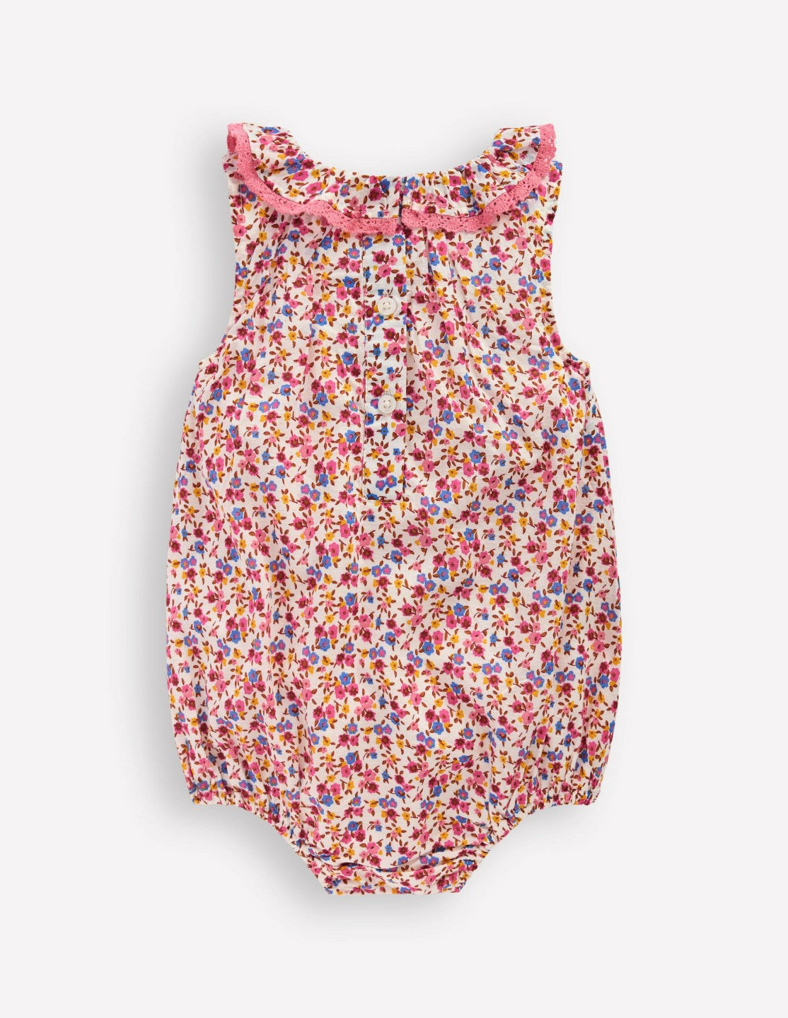 Frill Neck Bubble Romper-Pink Ditsy Floral / Boden us