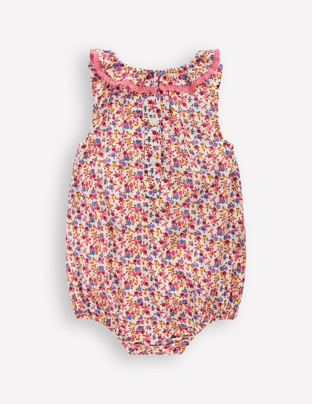 Frill Neck Bubble Romper-Pink Ditsy Floral / Boden us