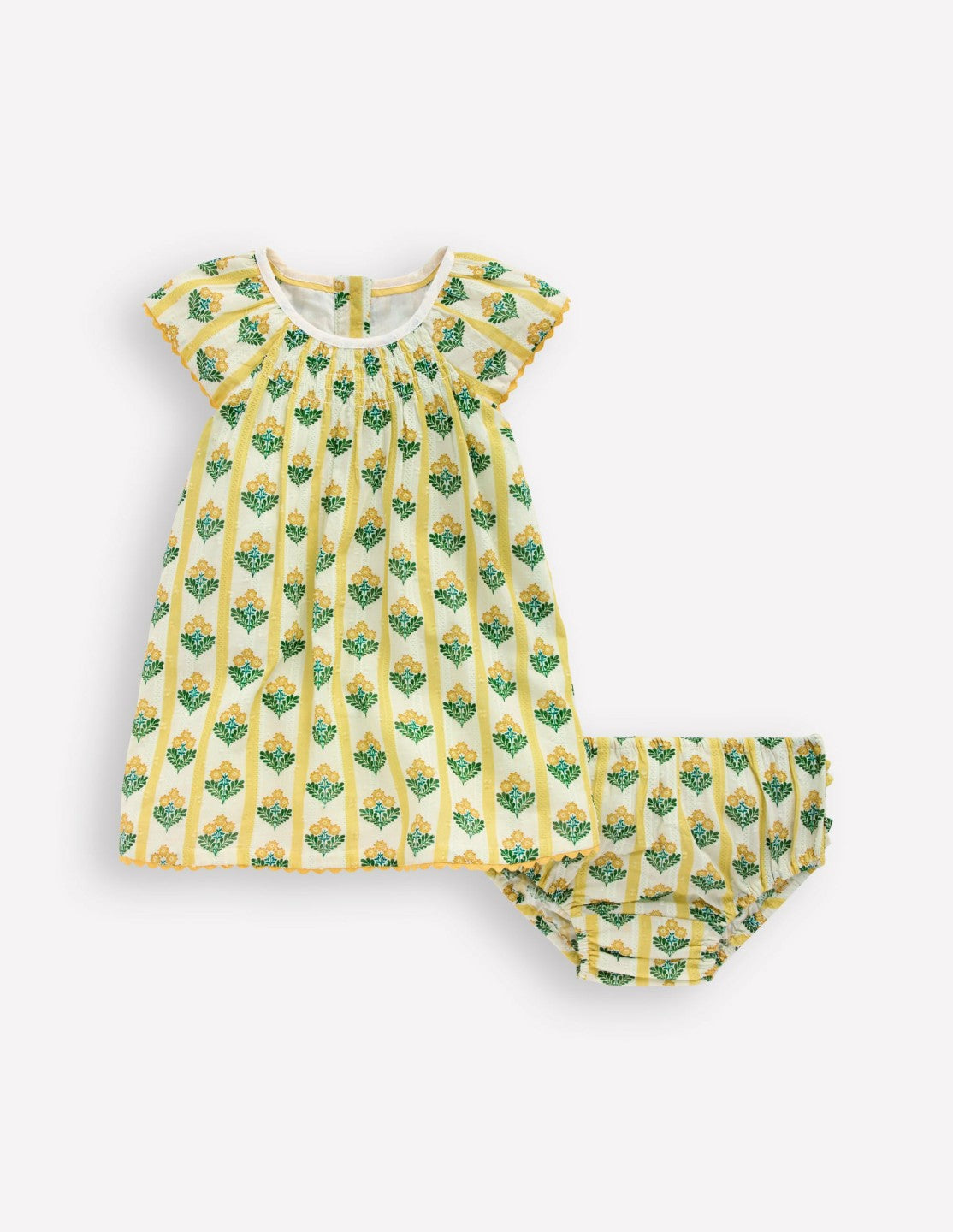 Floaty Shirred Dress-Yellow Flower Stem / Boden Sale