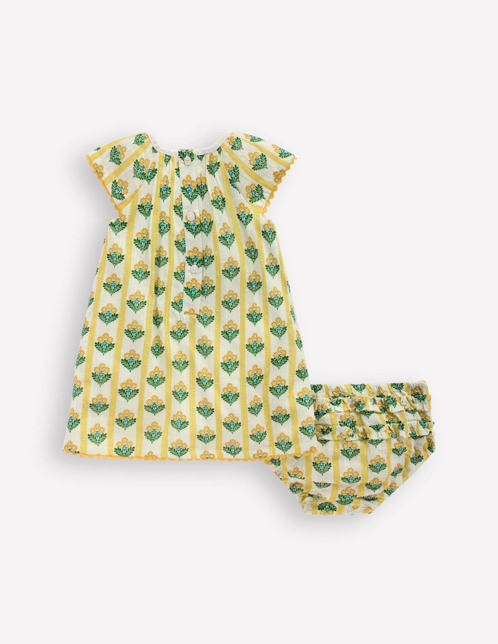 Floaty Shirred Dress-Yellow Flower Stem / Boden Sale