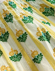 Floaty Shirred Dress-Yellow Flower Stem / Boden Sale