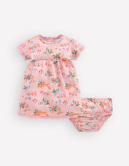 Broderie Trim Jersey Dress-Pink Tropical Animals / Boden Online