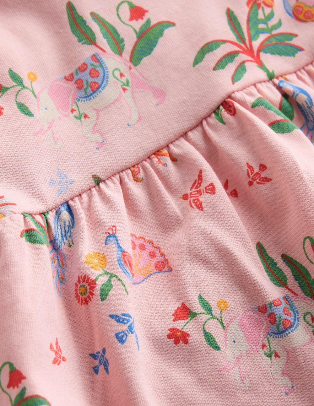 Broderie Trim Jersey Dress-Pink Tropical Animals / Boden Online