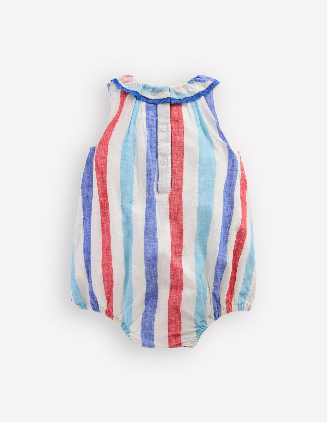 Frill Neck Bubble Romper-Red and Blue Multi Stripe / Boden Discount