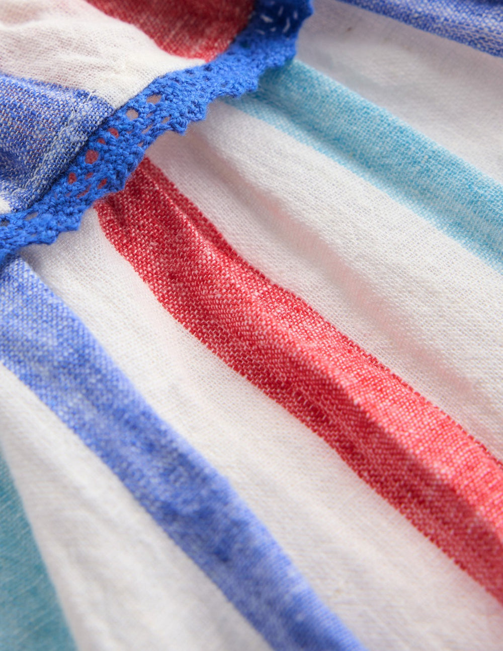 Frill Neck Bubble Romper-Red and Blue Multi Stripe / Boden Discount