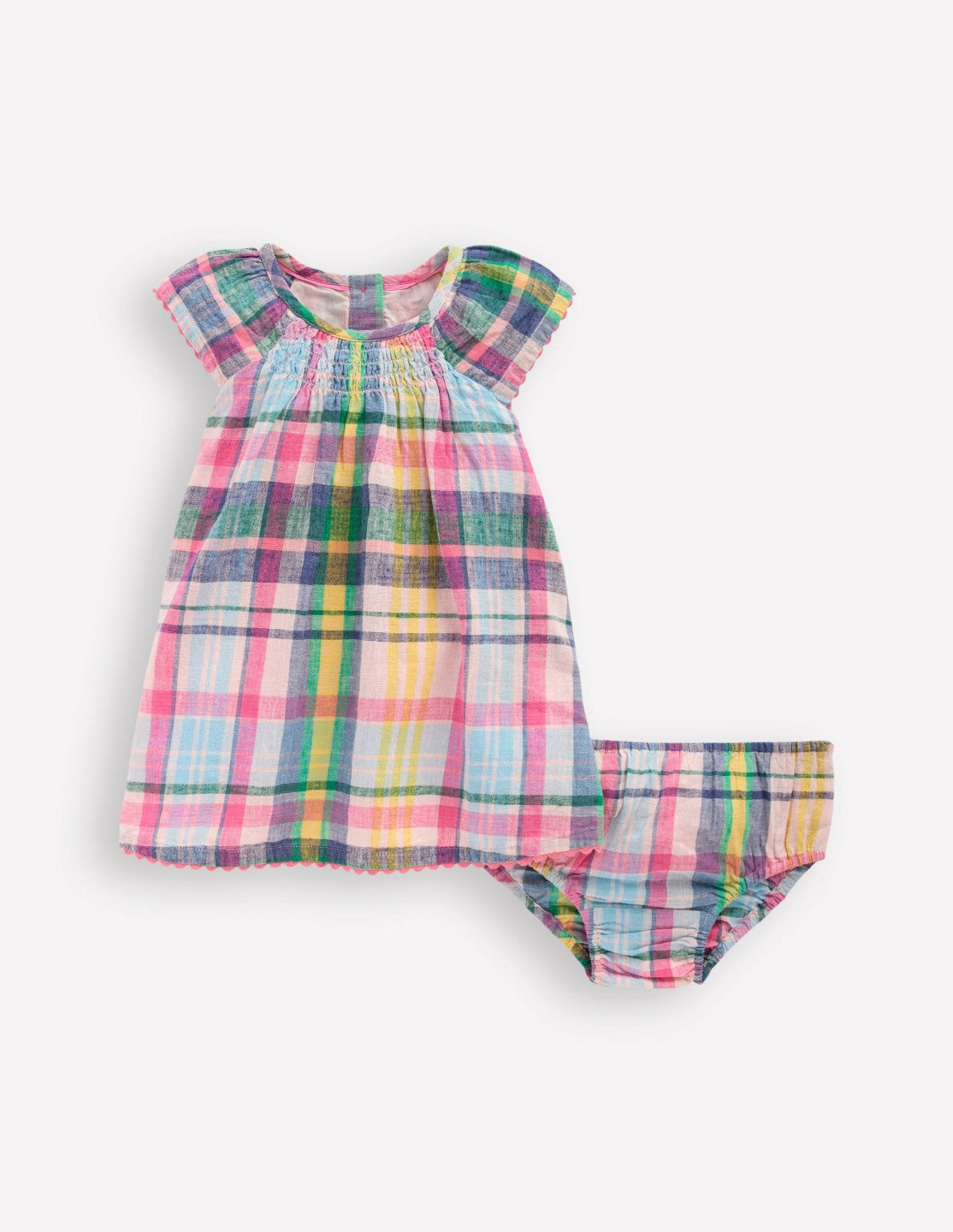 Floaty Shirred Dress-Madras Check / Boden us