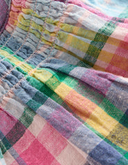 Floaty Shirred Dress-Madras Check / Boden us