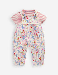 Short Sleeve Jersey Overalls-Ivory Ditsy Meadow / Boden Sale
