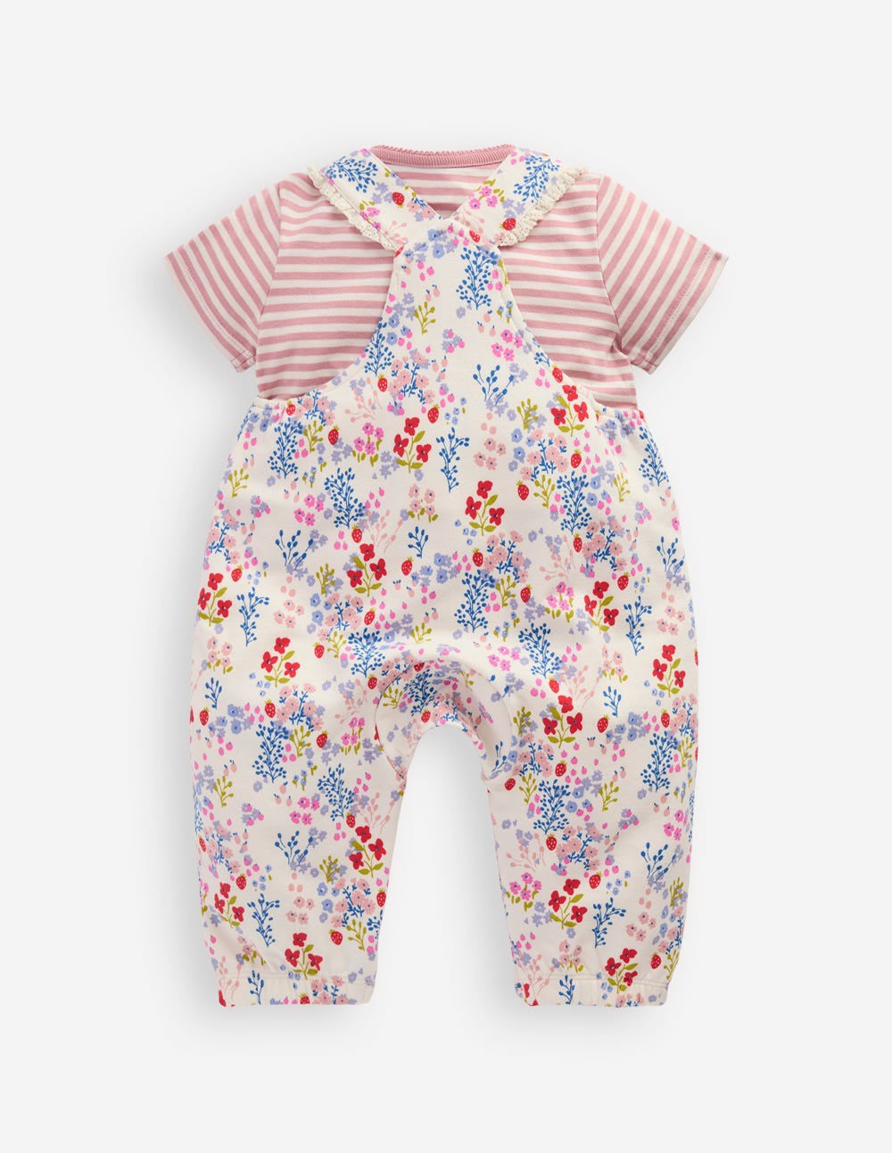 Short Sleeve Jersey Overalls-Ivory Ditsy Meadow / Boden Sale