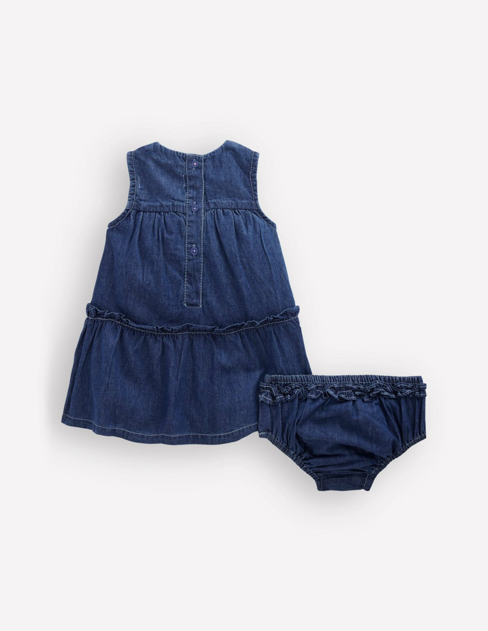 Tiered Ruffle Dress-Chambray Embroidery / Boden Outlet