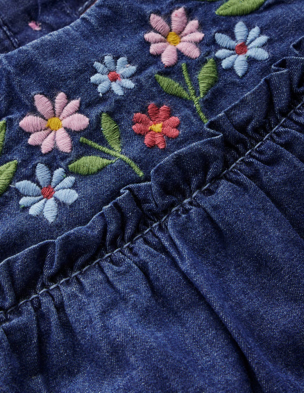 Tiered Ruffle Dress-Chambray Embroidery / Boden Outlet