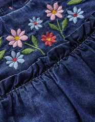 Tiered Ruffle Dress-Chambray Embroidery / Boden Outlet