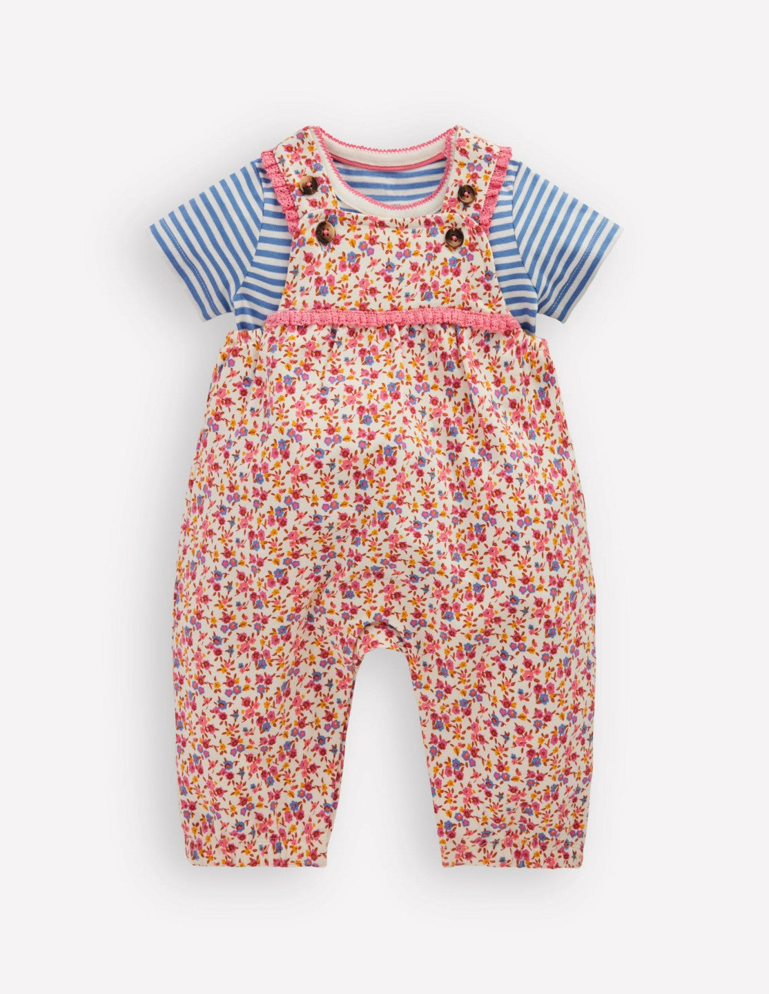 Short Sleeve Jersey Overalls-Pink Ditsy Floral / Boden Discount