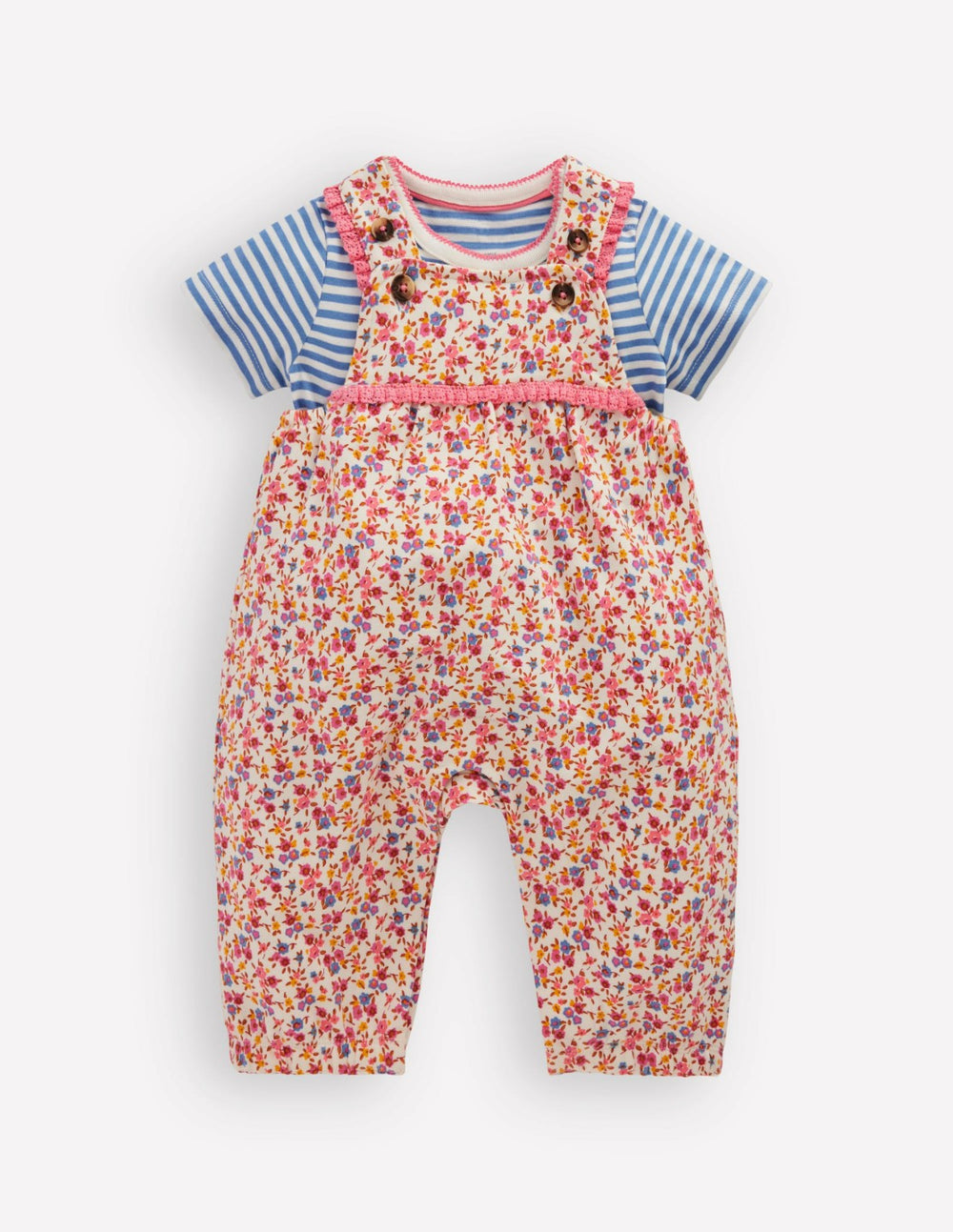 Short Sleeve Jersey Overalls-Pink Ditsy Floral / Boden Discount