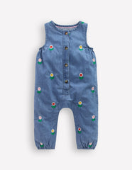 Embroidered Chambray Romper-Floral Embroidered Chambray / Boden us