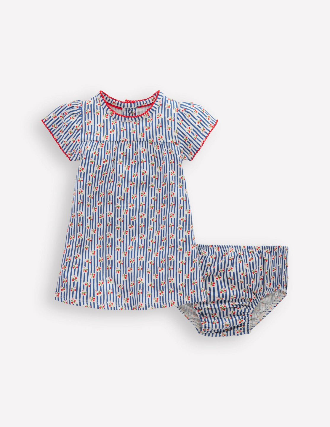 Gathered Jersey Dress-Bluejay Cherry Stripe / Boden