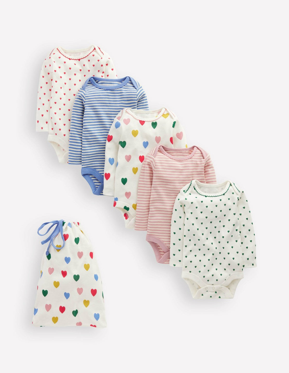 5-pack Bodies-Multi Hearts / Boden