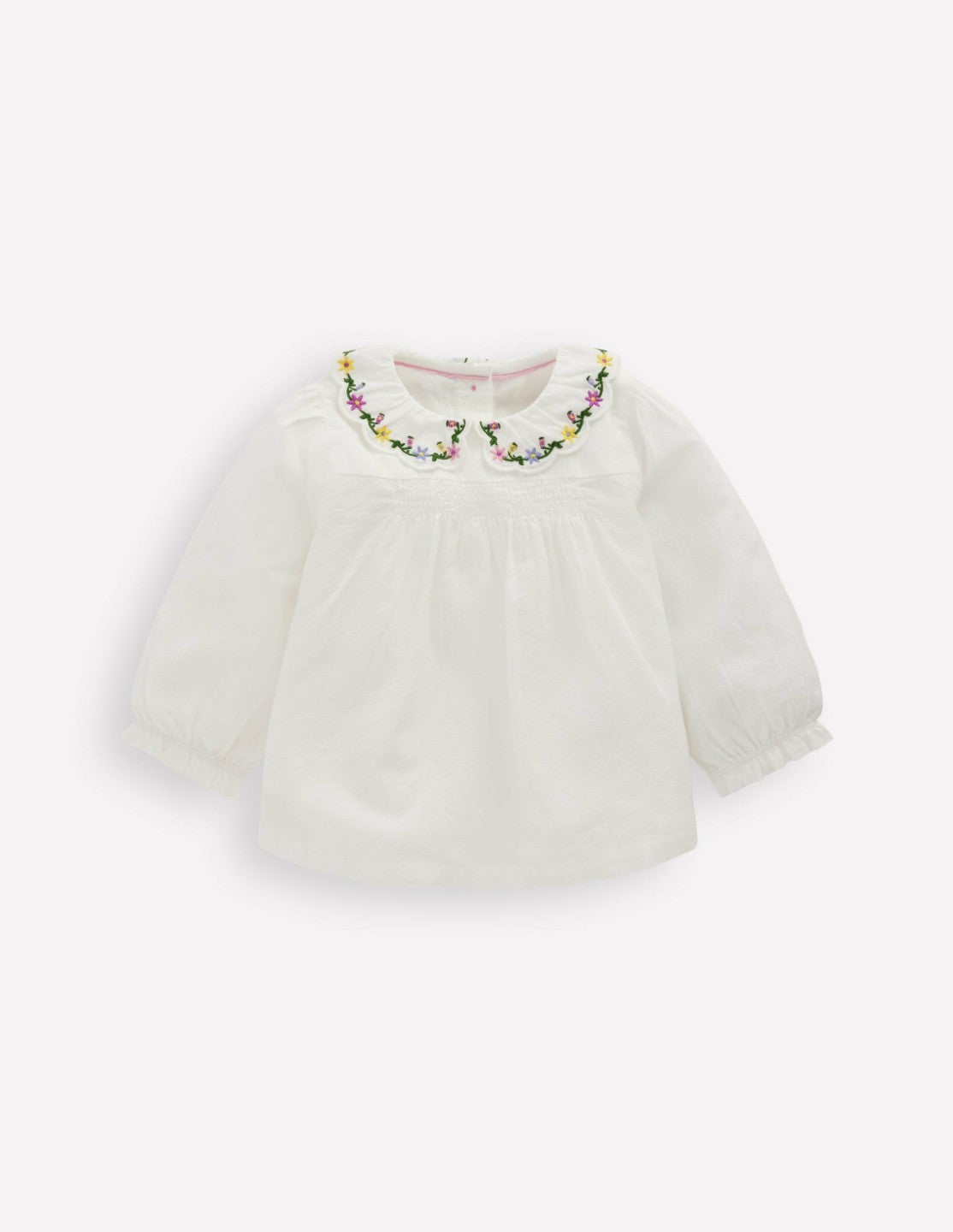 Embroidered Collar Woven Top-Soft Ivory Embroidery / Boden Sale