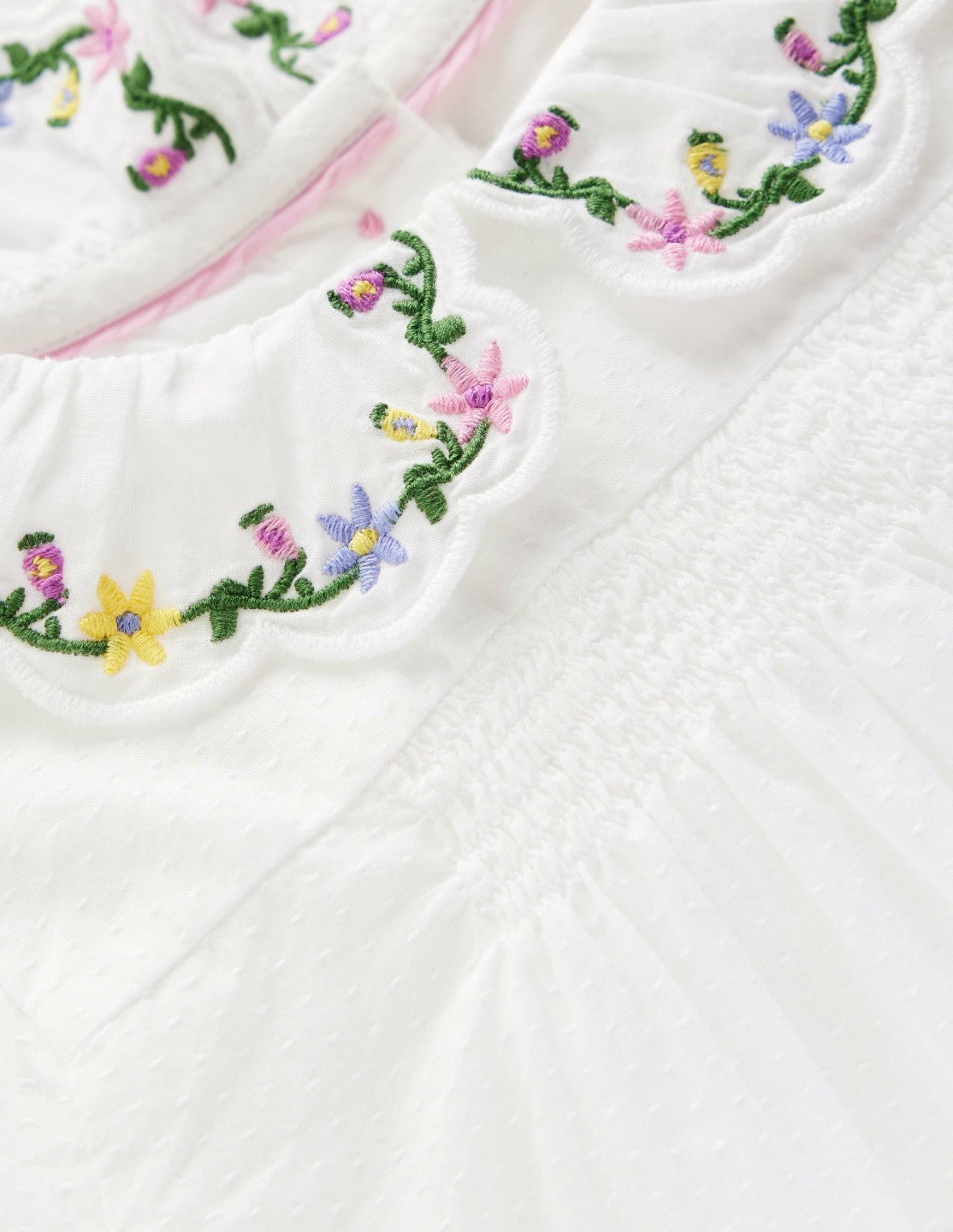 Embroidered Collar Woven Top-Soft Ivory Embroidery / Boden Sale
