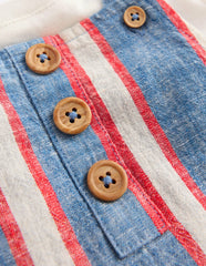 Short Woven Overalls Set-Blue and Red Stripe / Boden On sale