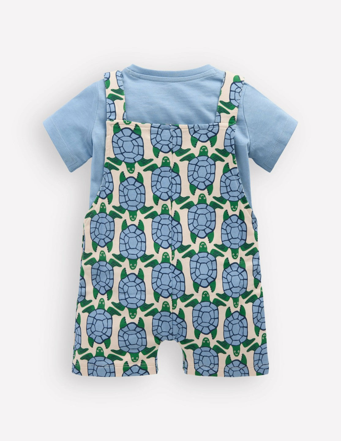 Jersey Short Dungaree Set-Blue Geo Turtles / Boden