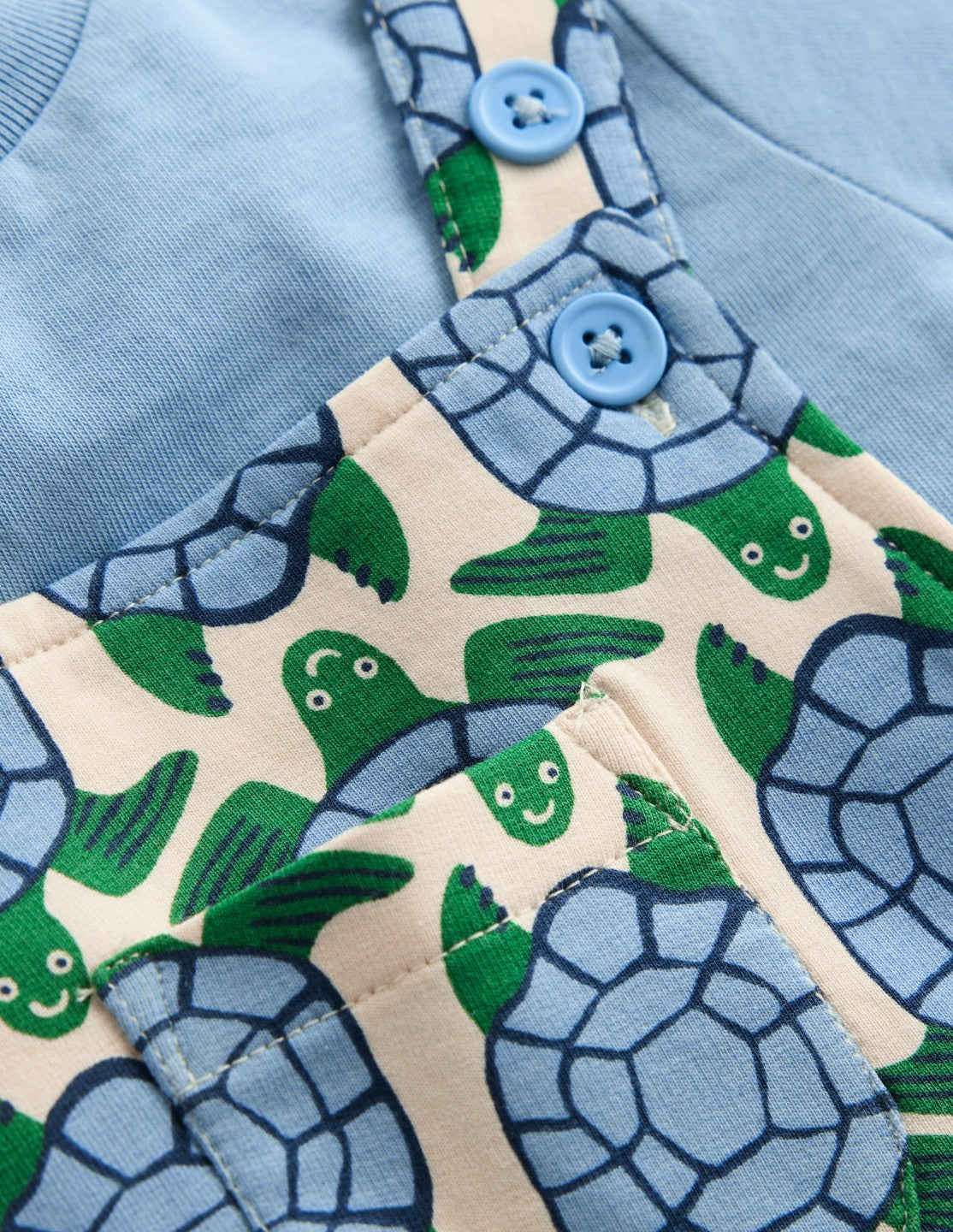Jersey Short Dungaree Set-Blue Geo Turtles / Boden