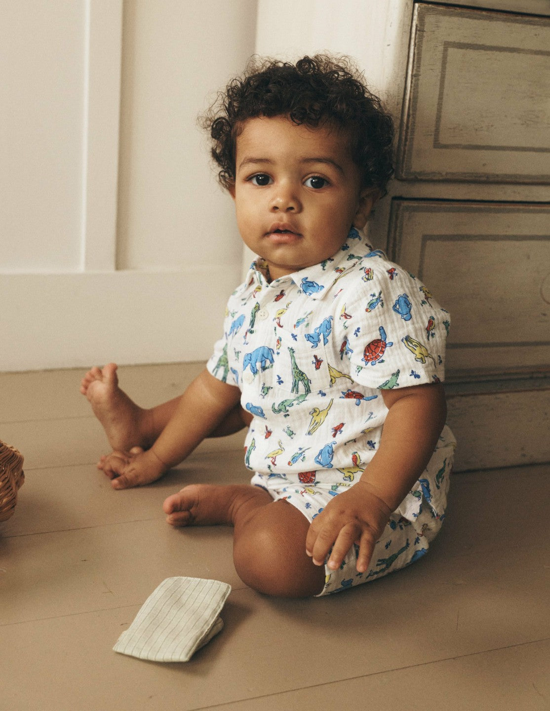 Woven Shirt Play Set-Ivory Multi Jungle Animals / Boden Sale
